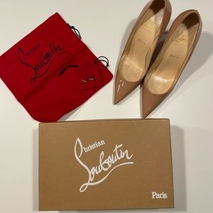Christian Louboutin Decolette 554 Nude Patent Pumps